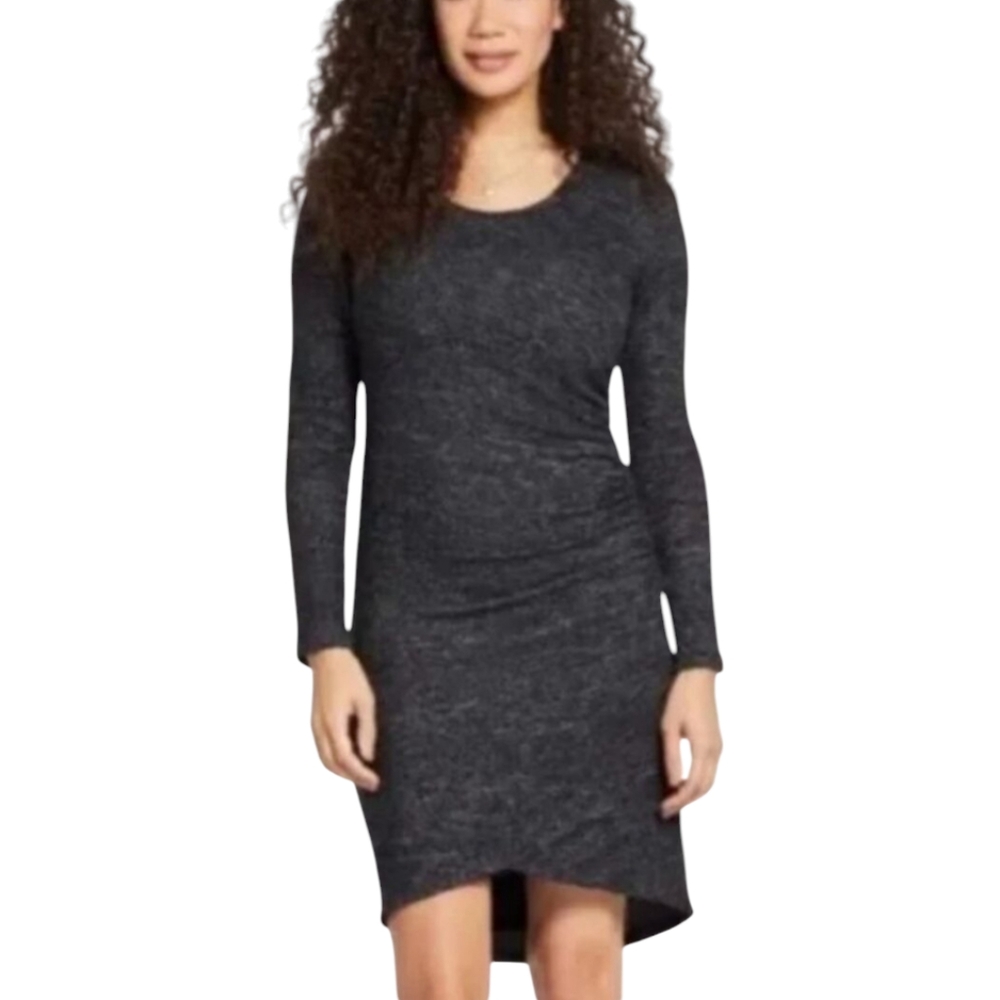Sunday in Brookyn Heather Grey Ruched Dress